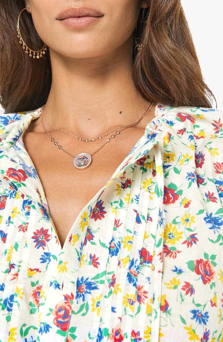 MOTHER The Love Letter Floral Sleeveless Cotton Drawstring Waist Shirt, Alternate, color, Rose Bowl