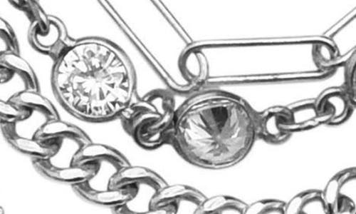 Adornia 14k Yellow Gold Plated Layered Pebbled Charm Necklace In Silver