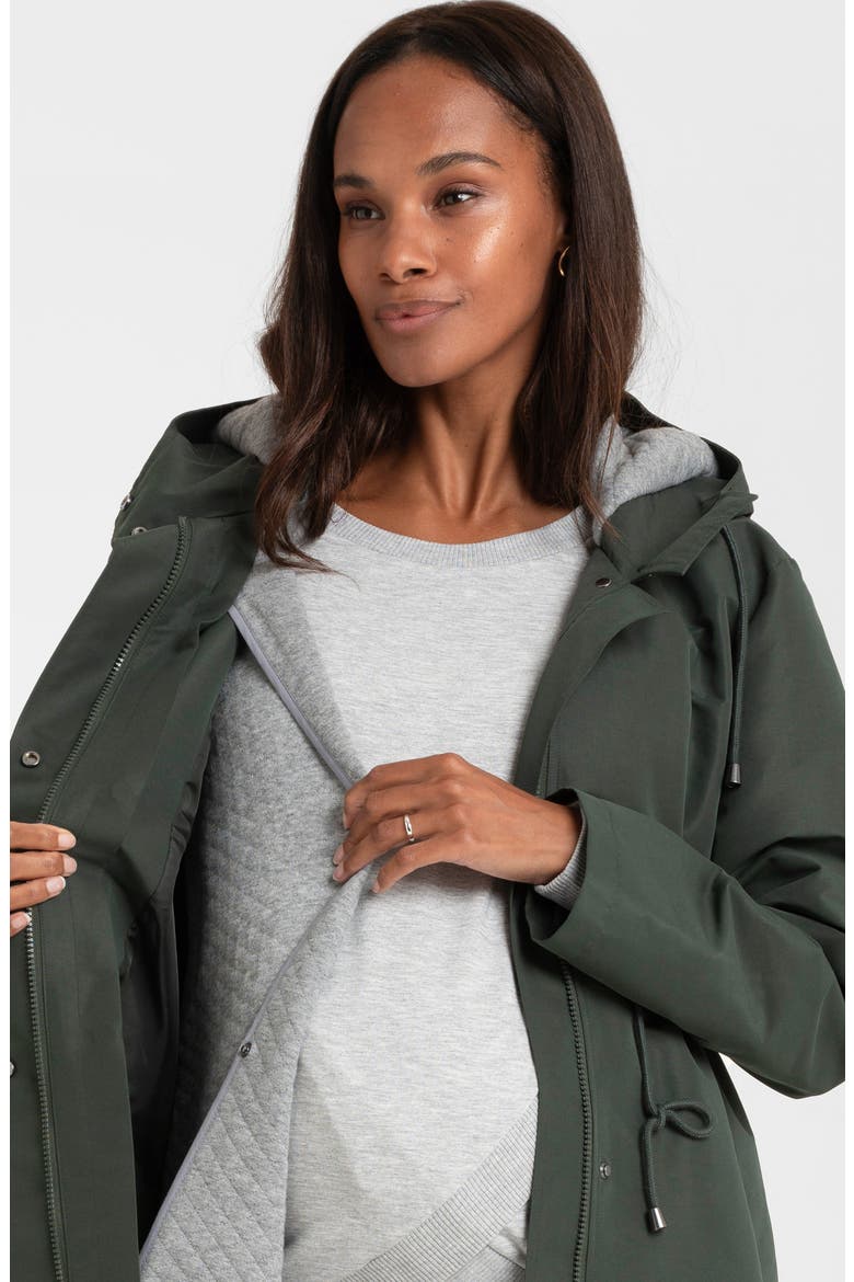 Showerproof Maternity & Babywearing Parka, Alternate, color, GREEN