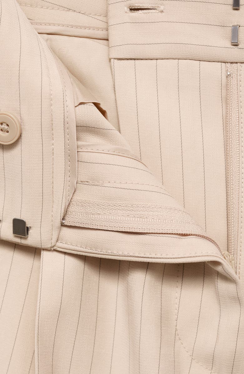 MANGO Pinstripe Pants, Alternate, color, Beige