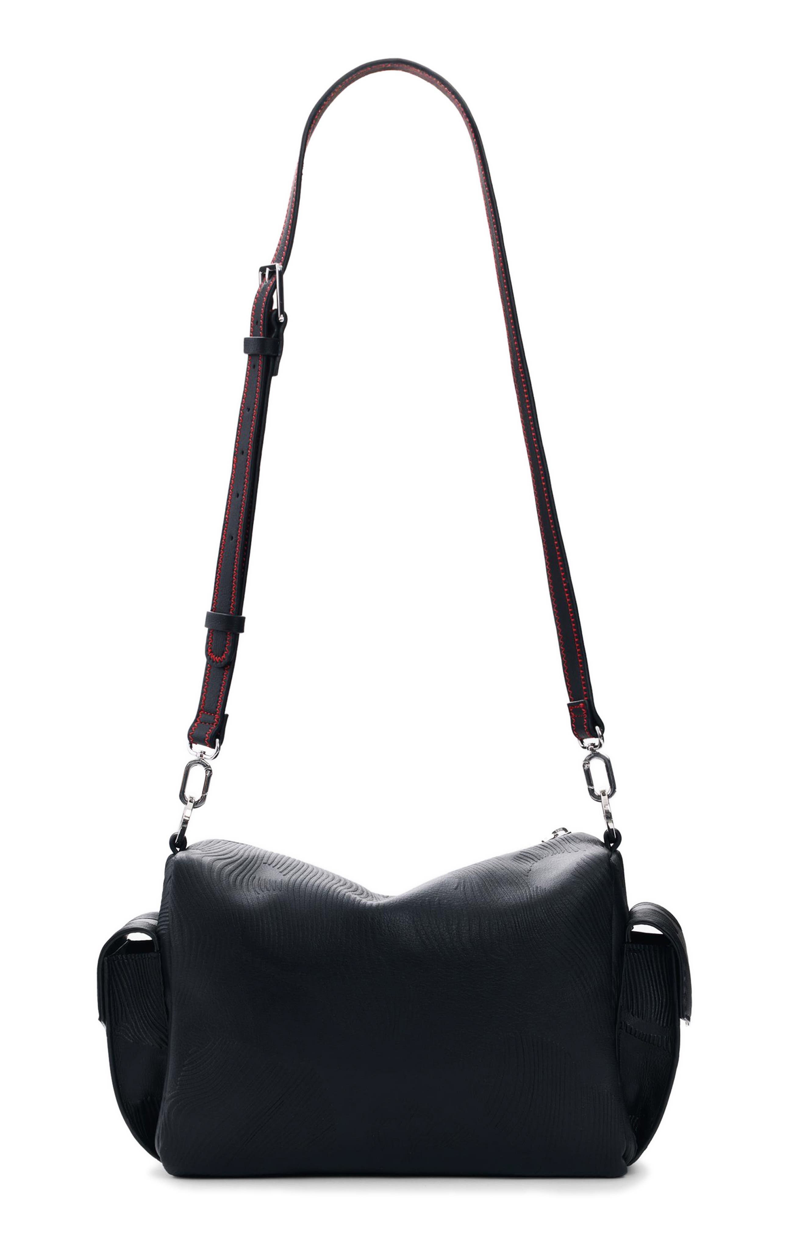 Desigual Floral Embroidered Faux Leather Shoulder Bag, Alternate, color, 