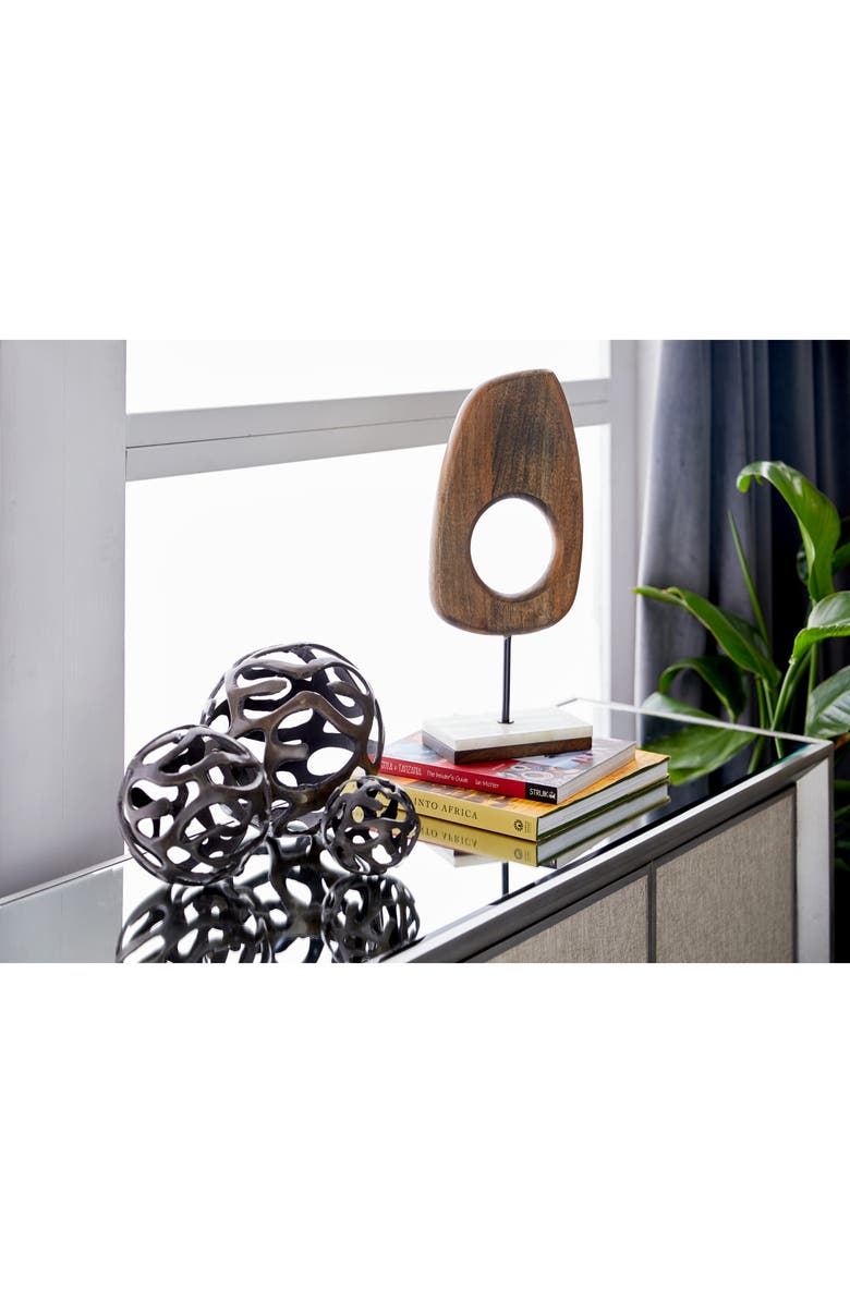 VIVIAN LUNE HOME Brass Aluminum Contemporary Geometric Sculpture - Set of 3, Alternate, color, Brass