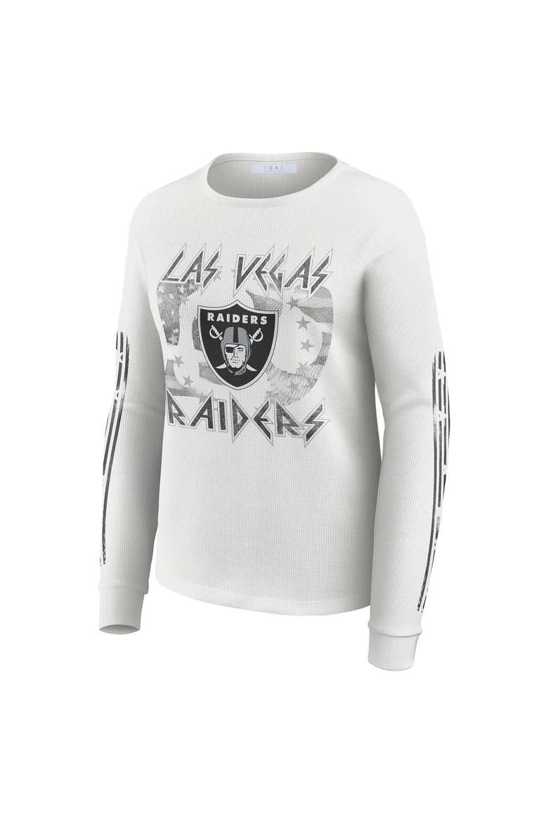 Women's WEAR by Erin Andrews  White Las Vegas Raiders Graphic Waffle Long-Sleeve T-Shirt, Alternate, color, White