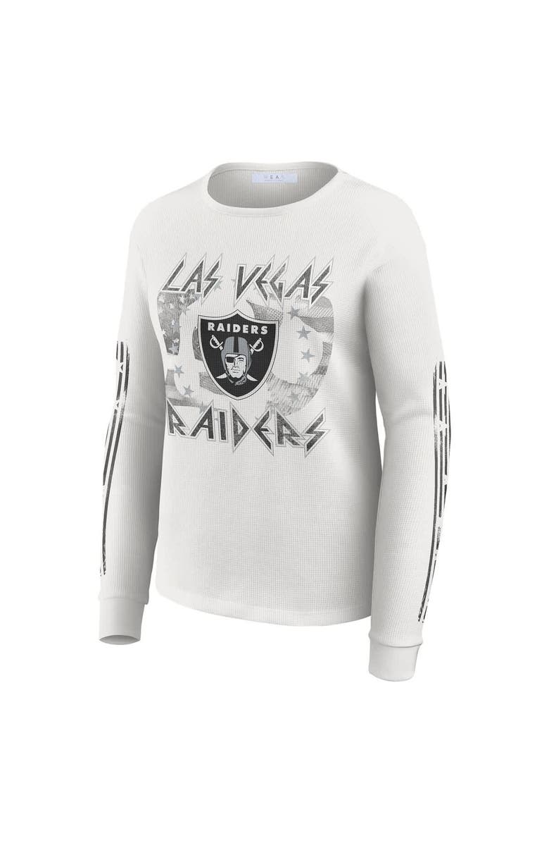 WEAR by Erin Andrews Women's WEAR by Erin Andrews White Las Vegas Raiders Graphic Waffle Long-Sleeve T-Shirt, Alternate, color, White
