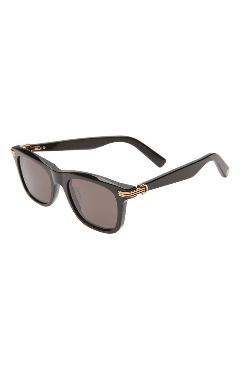 Cartier 53mm Square Sunglasses, Alternate, color, Black