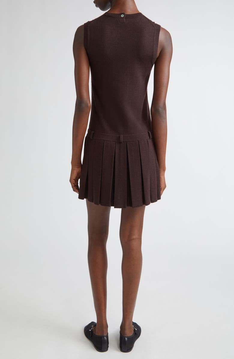 Sandy Liang Millie Pleated Merino Wool Sweater Dress, Alternate, color, Brown