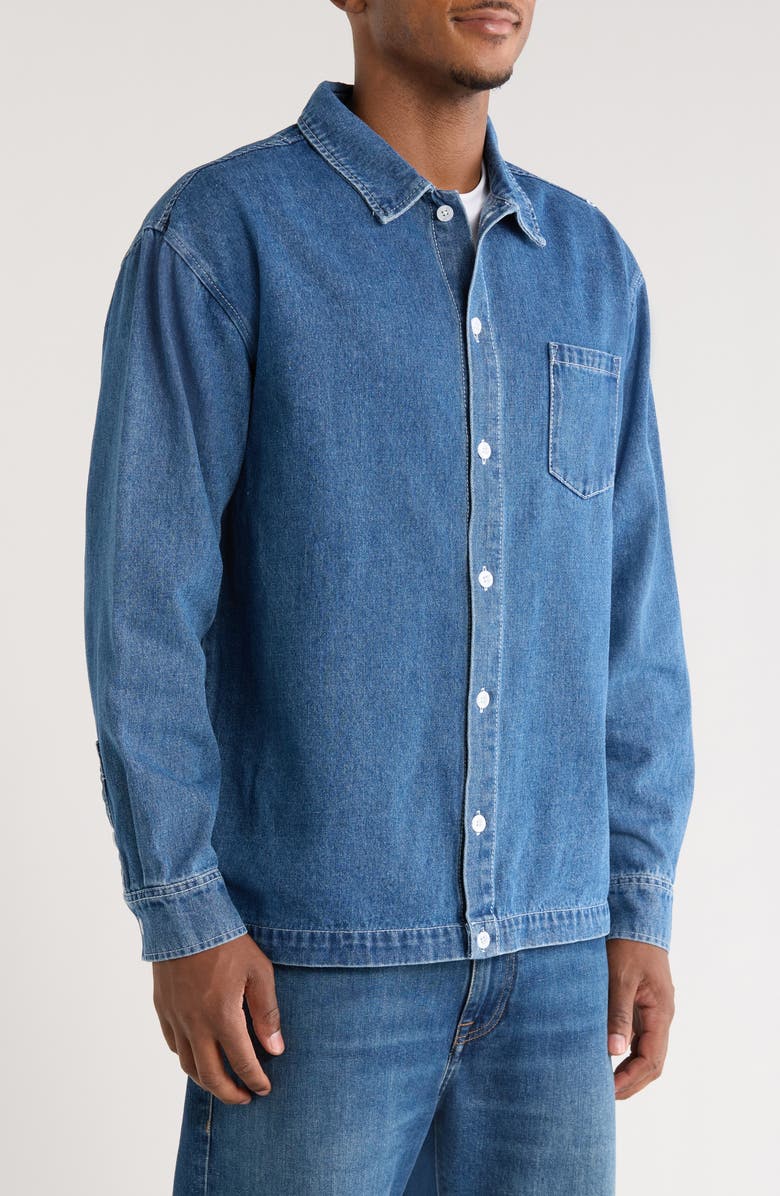 SANTO STUDIO Tinari Denim Button-Up Shirt, Alternate, color, Indigo Stone Washed