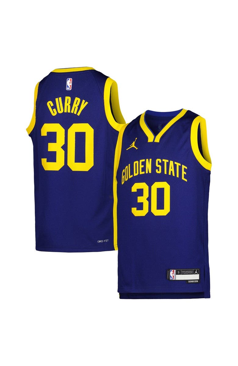 Jordan Brand Youth Jordan Brand Stephen Curry Blue Golden State Warriors Swingman Jersey - Statement Edition, Main, color, 