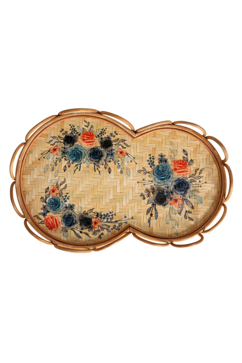 Floral Fantasy Rattan Tray, Alternate, color, Multicolor