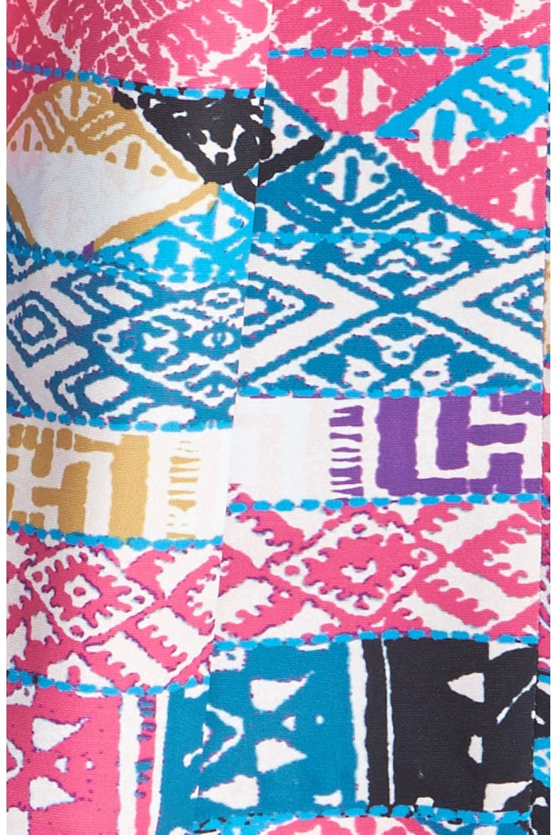 'Zoe' Print Skirt Fit & Flare Dress, Alternate, color, TRIBAL FLAGS