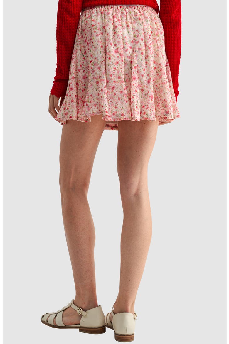 Floral Elastic Waist Miniskirt, Alternate, color, PINK FLORAL