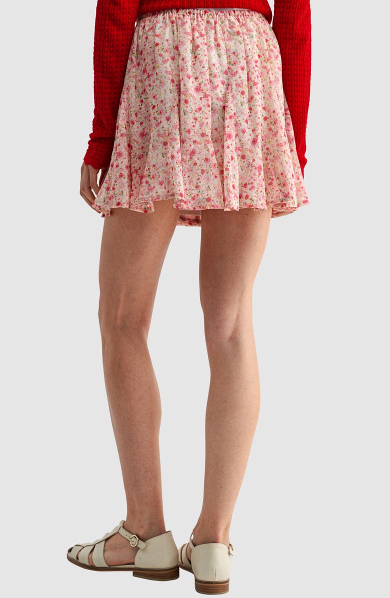 All in Favor Floral Elastic Waist Miniskirt, Alternate, color, Pink Floral
