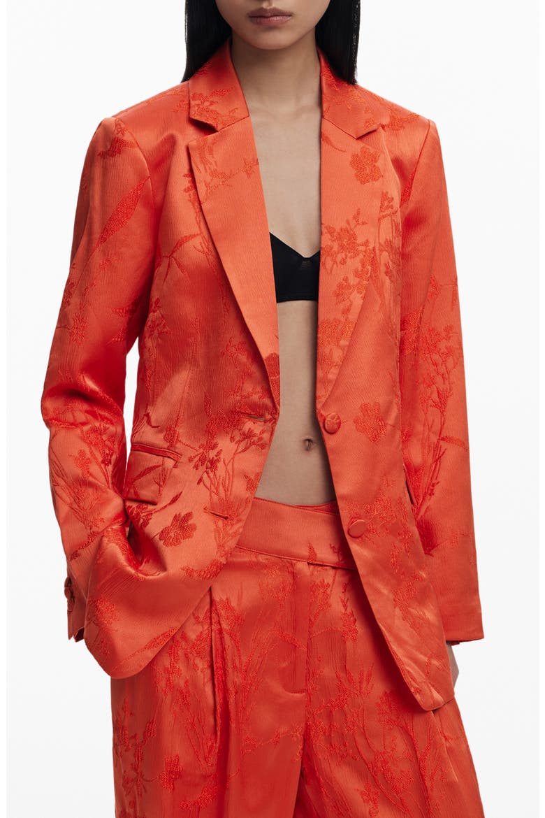 Embroidered Blazer, Main, color, ORANGE