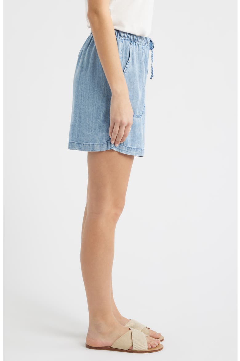 Yoko Tie Waist Chambray Shorts, Alternate, color, MEDIUM WASH