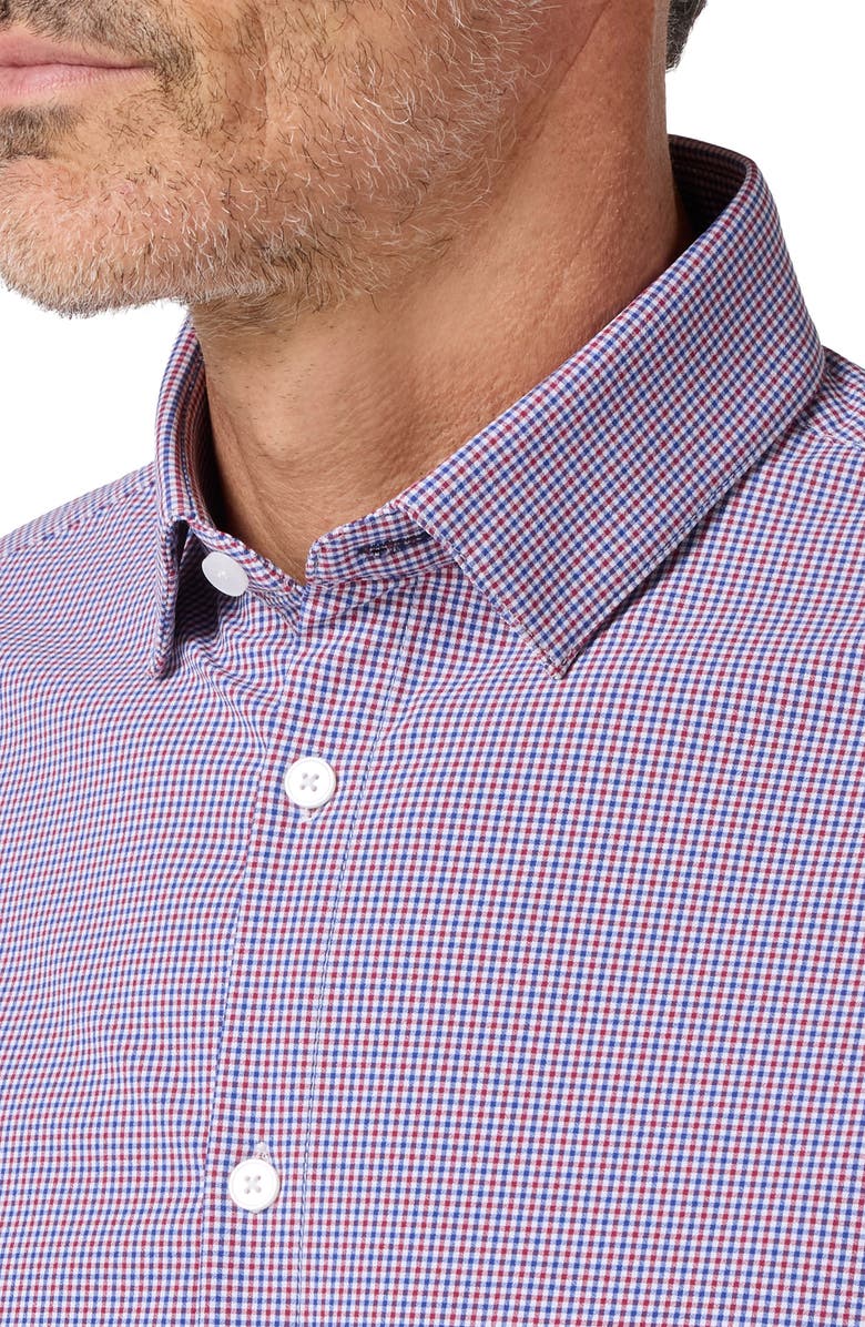 Mizzen+Main Leeward Trim Fit Microcheck Performance Button-Up Shirt, Alternate, color, Mulberry Sam Plaid
