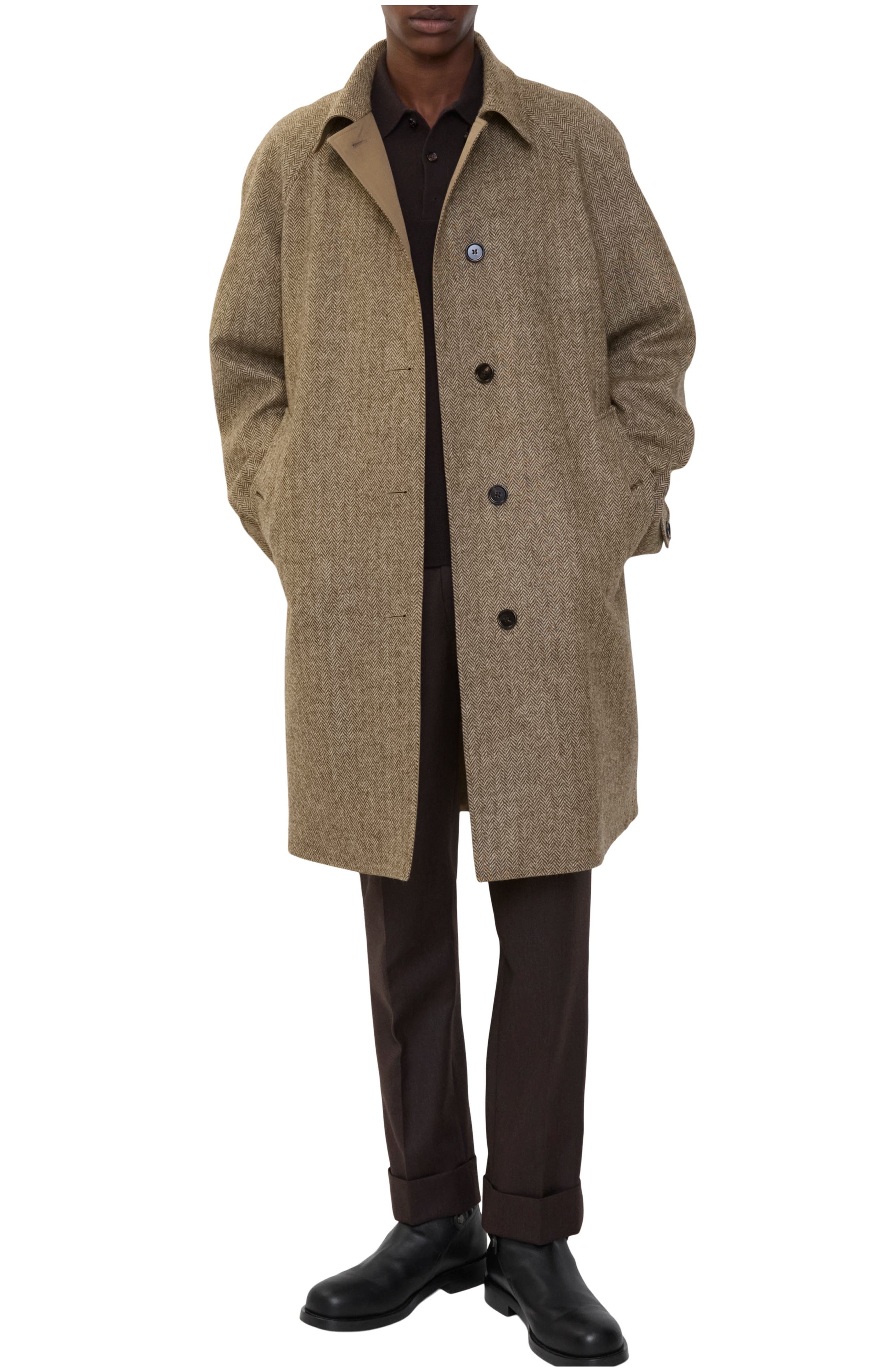 Long Herringbone Wool Dual Burberry Car Coat