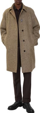 Burberry Long Herringbone Wool Dual Burberry Car Coat