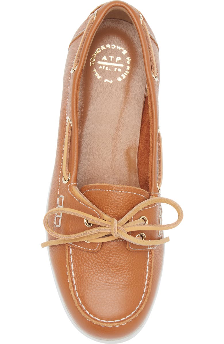 ATP ATELIER Nesso Boat Shoe, Alternate, color, Brandy/ Contrast Stitch