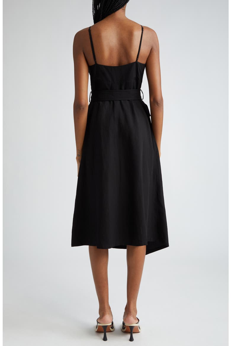 Jacquelyn Belted Asymmetric Dress, Alternate, color, BLACK
