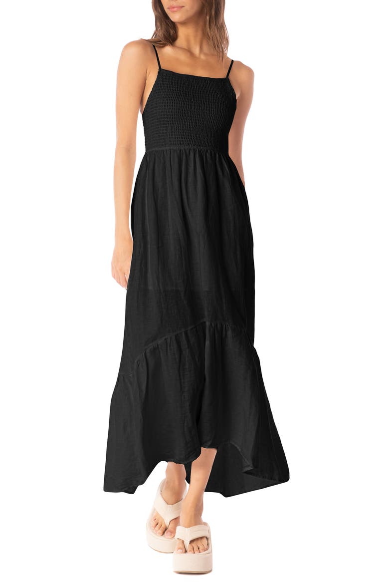 Isadora Smocked Maxi Dress, Main, color, BLACK