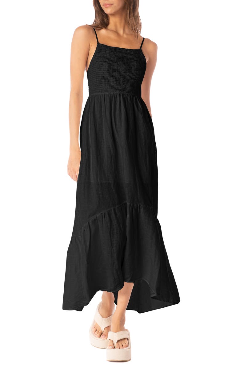Maaji Isadora Smocked Maxi Dress, Main, color, Black