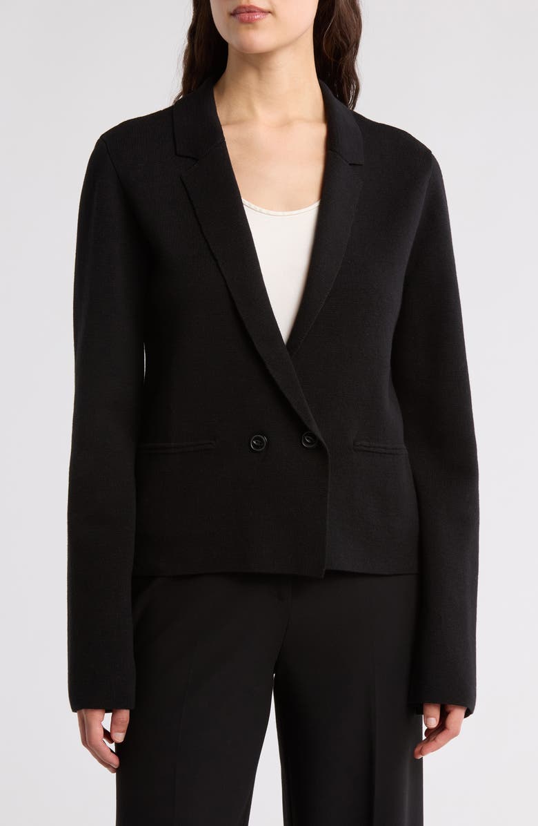 Amanda & Chelsea Double Breasted Sweater Jacket, Main, color, Black