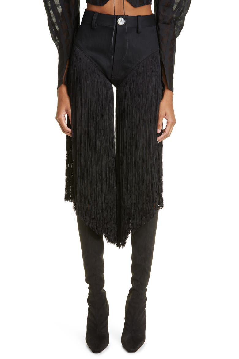 x ZACHARIAH Fringe Jeans, Main, color, BLACK