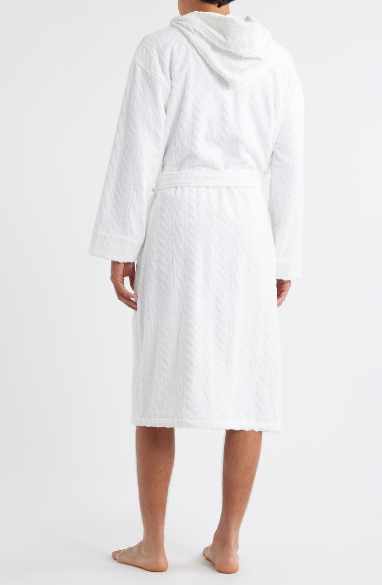 Majestic International Textured Cotton Terry Cloth Hooded Robe, Alternate, color, White