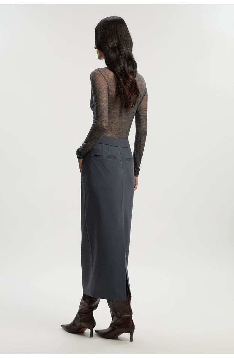Karen Millen Tailored Twill Pencil Maxi Skirt, Alternate, color, Grey