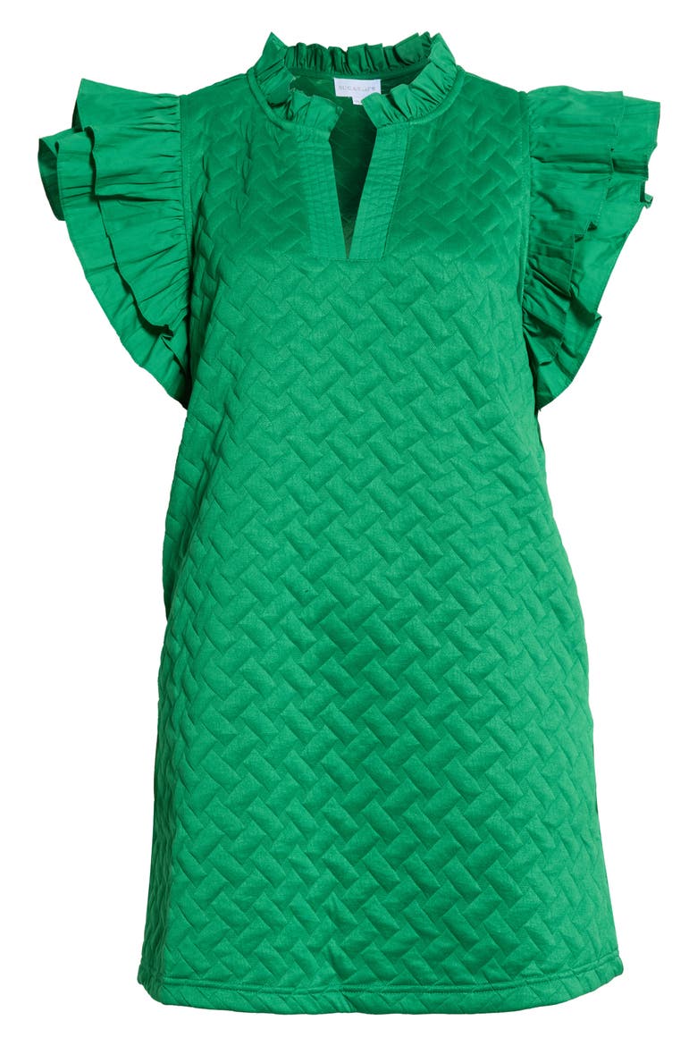 Yulia Flutter Sleeve Quilted Shift Minidress, Alternate, color, KELLY-GREEN