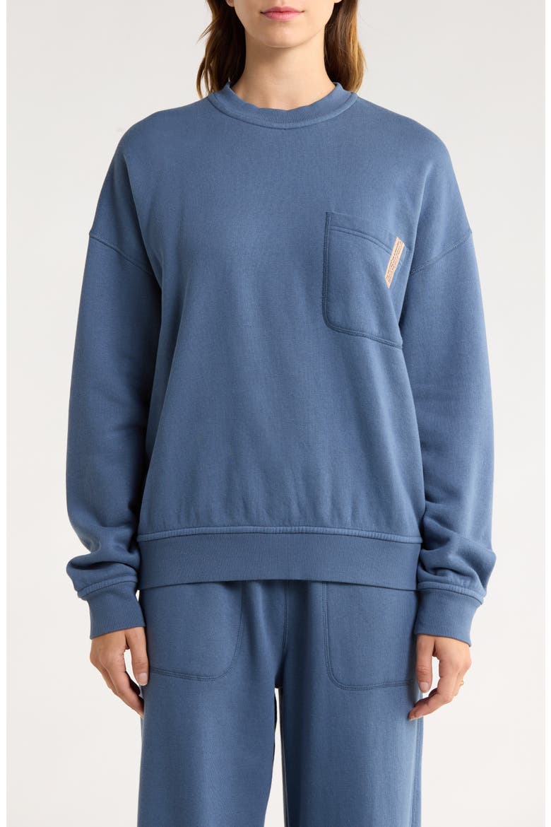 Silksweats Cotton & Silk Blend Pajama Sweatshirt, Alternate, color, TIDEWORN BLUE