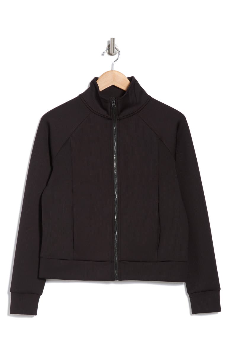 Jessica Simpson Soft Luxe Ribbed Full Zip Yoga Jacket, Alternate, color, 