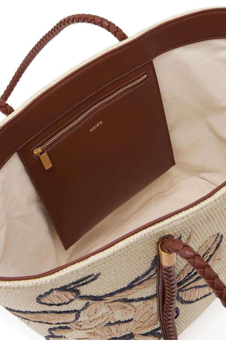 Reiss Rae Embroidered Straw Tote, Alternate, color, Natural