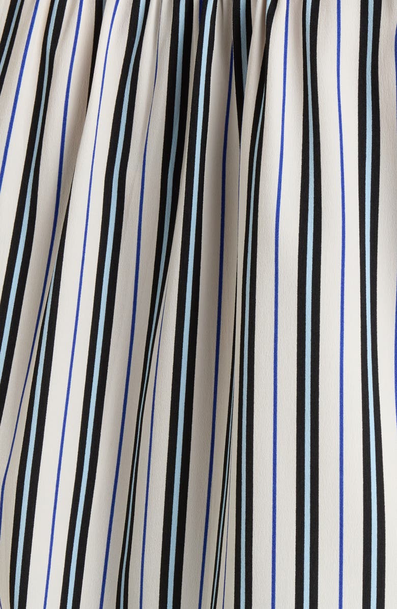 AK ANNE KLEIN Stripe Popover Crepe Top, Alternate, color, White Dove Multi