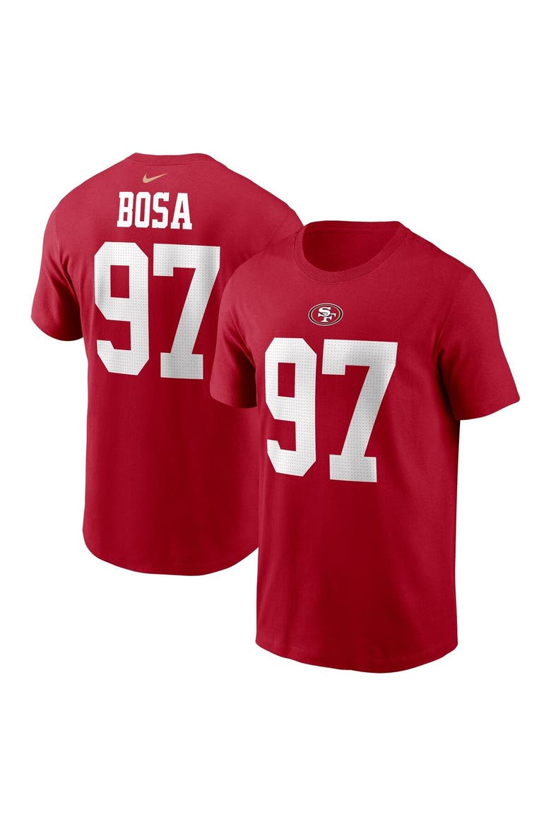 Men's Nike Nick Bosa Scarlet San Francisco 49ers Player Name & Number T-Shirt, Main, color, Scarlet