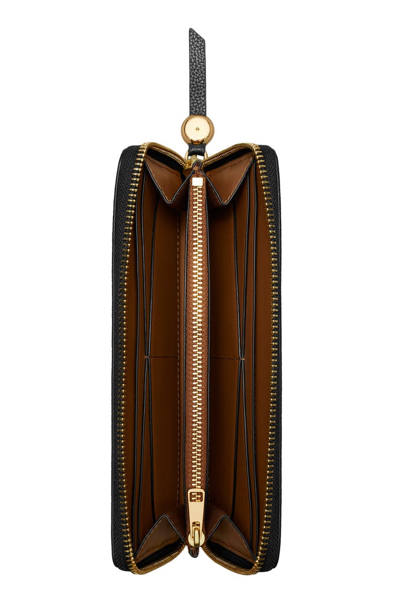 Tory Burch Romy Leather Zip Around Continental Wallet, Alternate, color, Black