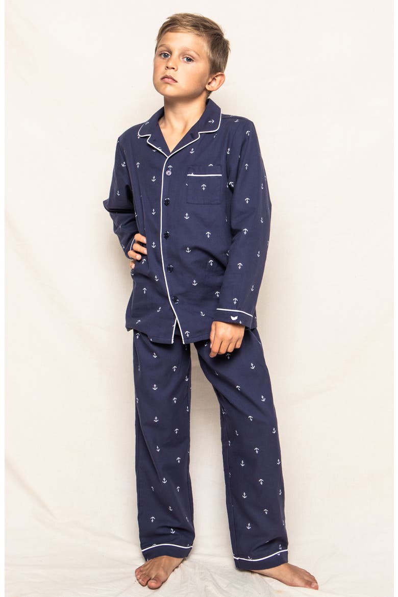 Portsmouth Anchors Long Sleeve Two-Piece Pajamas, Alternate, color, NAVY