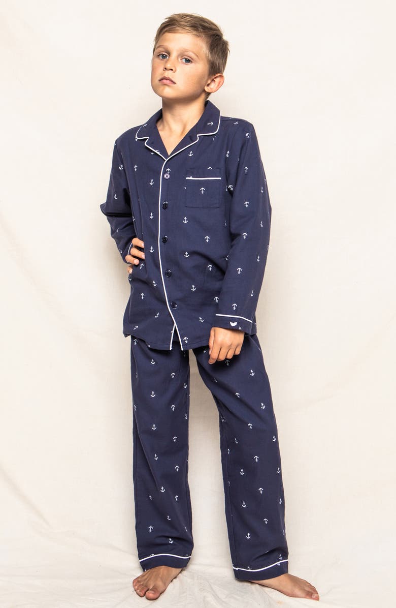 Petite Plume Portsmouth Anchors Long Sleeve Two-Piece Pajamas, Alternate, color, 