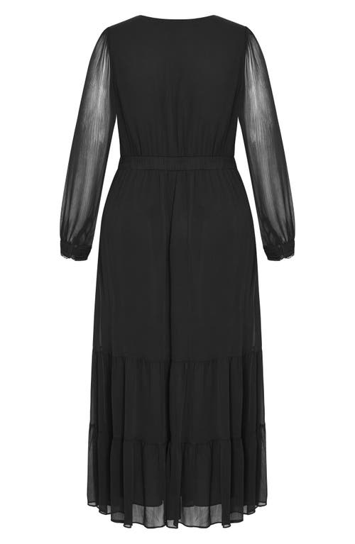 City Chic Kianna Sheer Long Sleeve Maxi Dress In Black