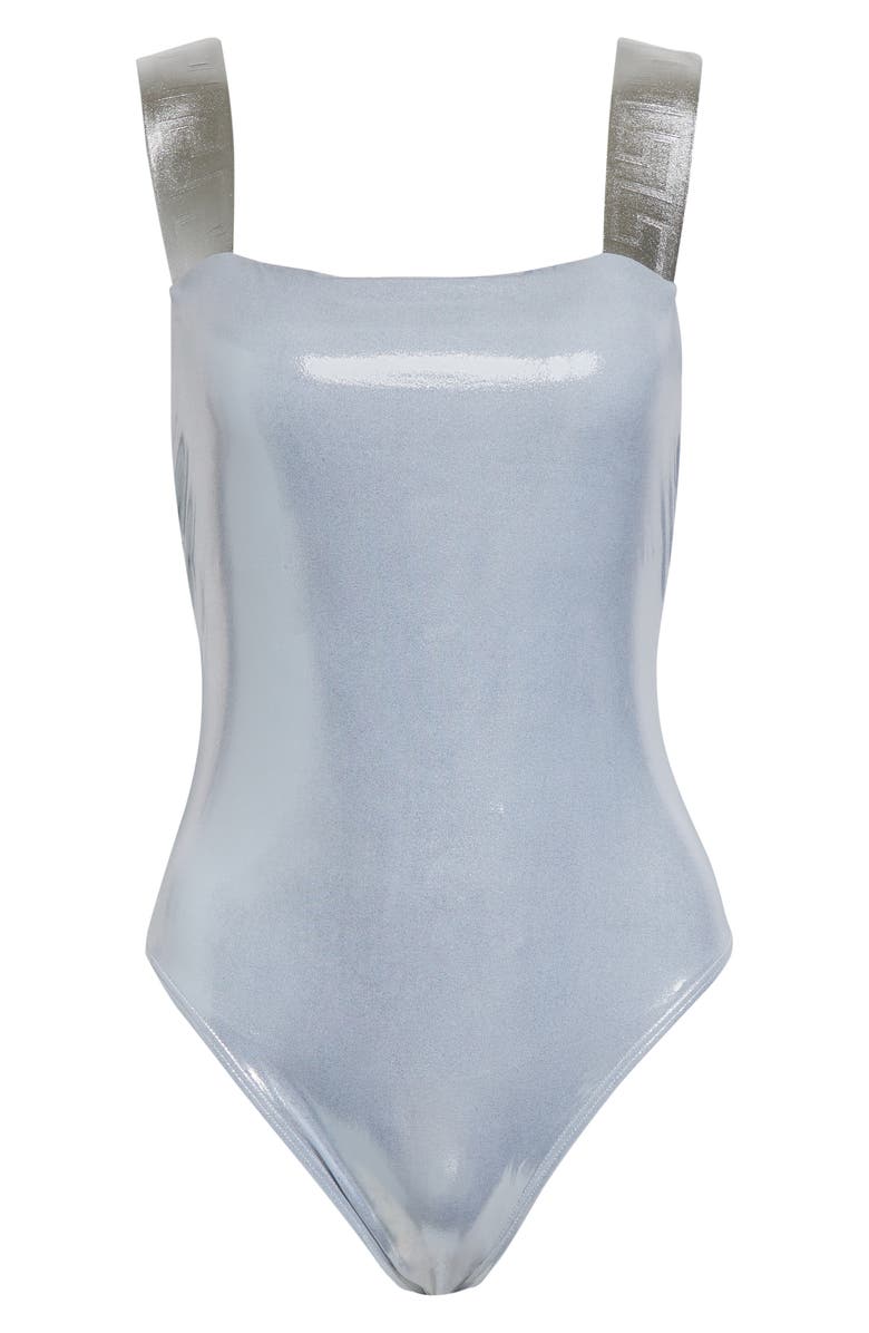 Versace Metallic One-Piece Swimsuit, Alternate, color, Silver