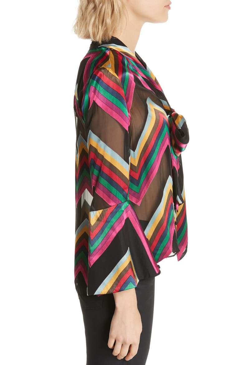 Meredith Bow Blouse, Alternate, color, MULTI CHEVRON