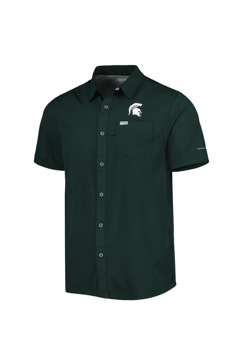 Men's Columbia PFG Green Michigan State Spartans Slack Tide Camp Button-Up Shirt, Alternate, color, Green