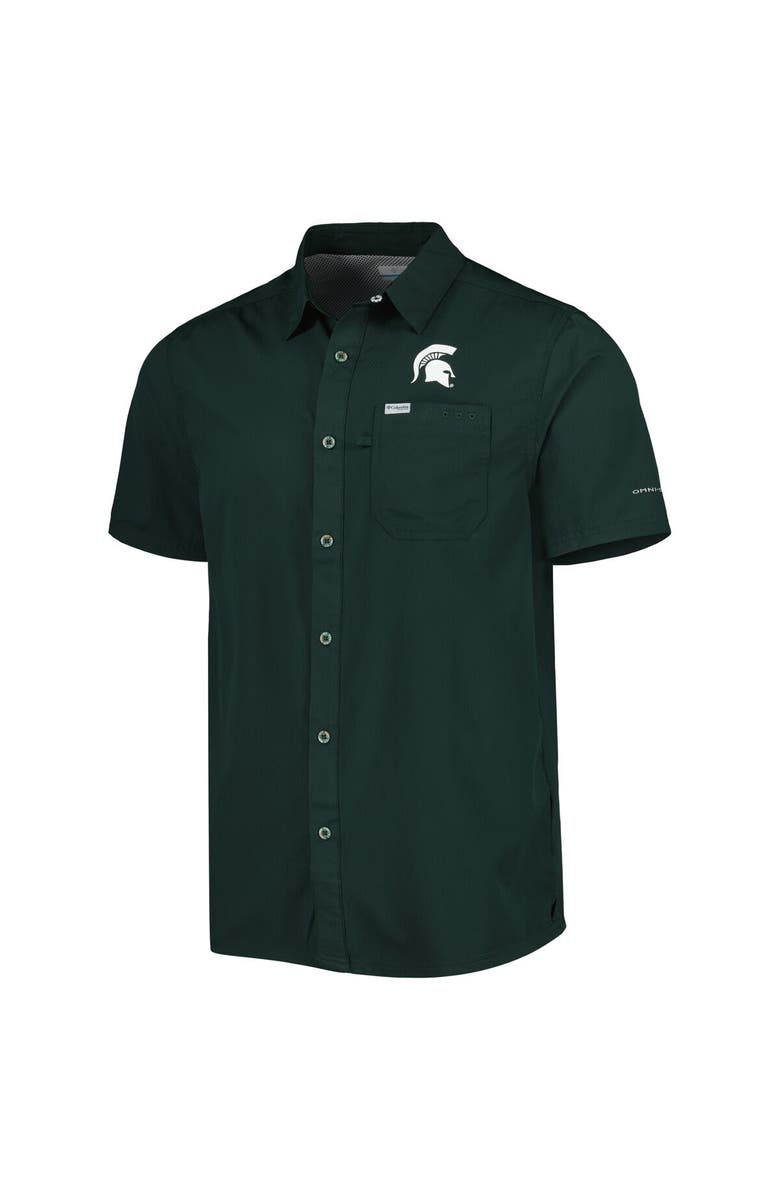 Columbia Men's Columbia PFG Green Michigan State Spartans Slack Tide Camp Button-Up Shirt, Alternate, color, 