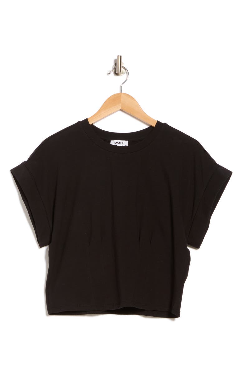 DKNY Crop Shoulder Crop T-Shirt, Alternate, color, Black