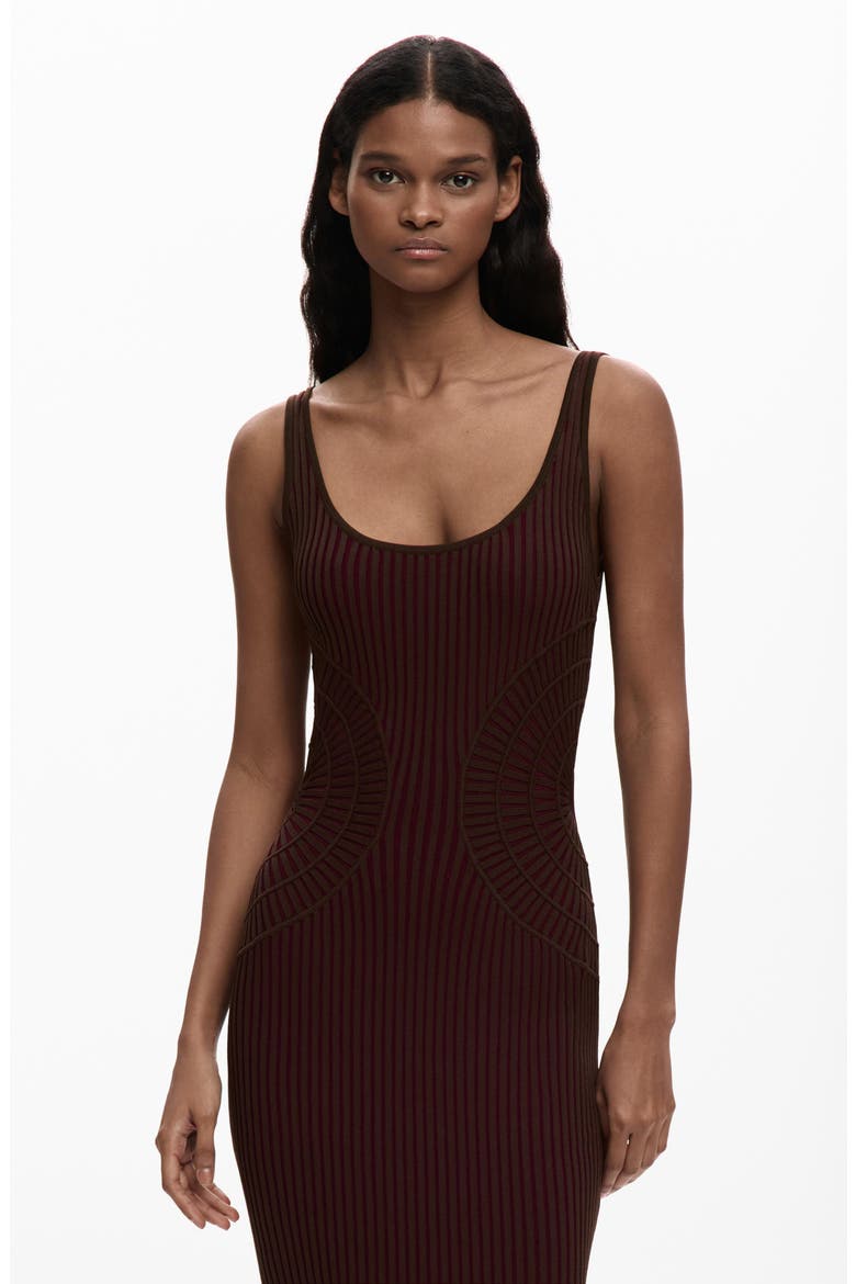 Rib Tank Dress, Alternate, color, BROWN