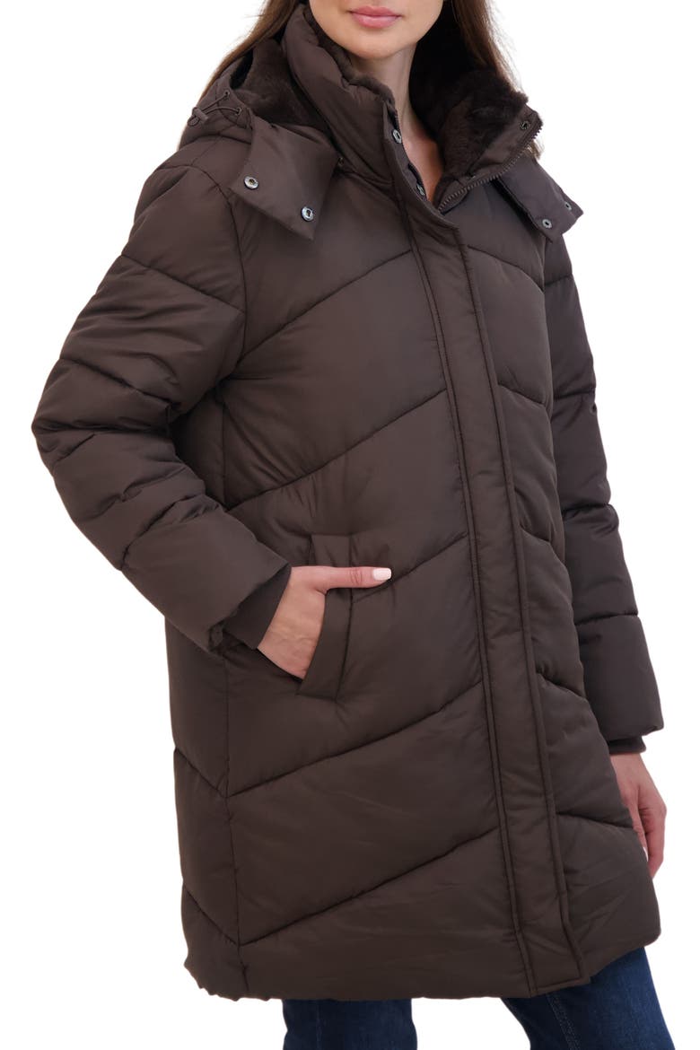 Quilted Hooded Puffer Jacket, Alternate, color, BROWN