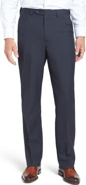 Berle Self Sizer Waist Plain Weave Flat Front Washable Trousers