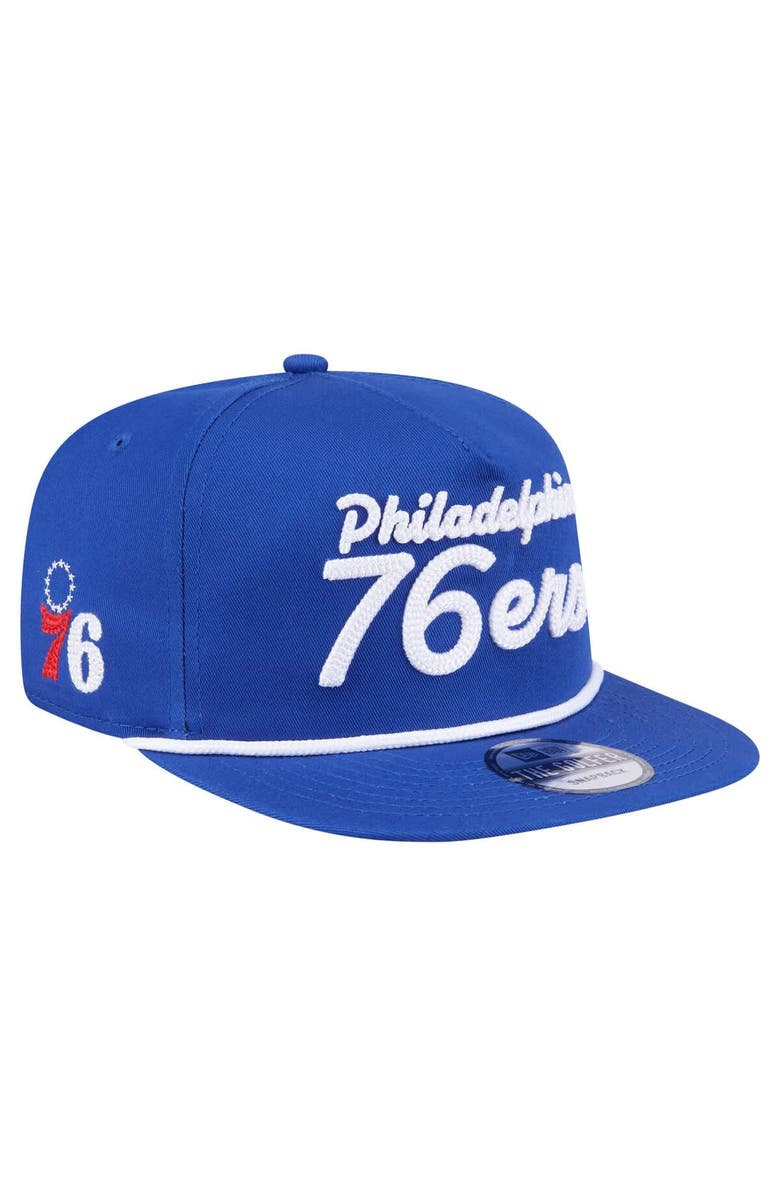 New Era Men's New Era Royal Philadelphia 76ers Team Text Golfer Snapback Hat, Main, color, Royal