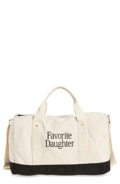 Favorite Daughter Logo Embroidered Canvas Duffle Bag In Natural Black