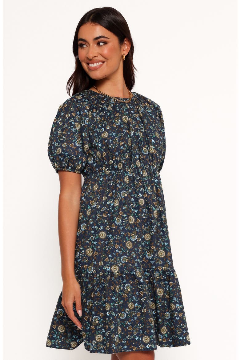 Tasmin Floral Short Sleeve Cotton Dress, Alternate, color, BLUE FLORAL